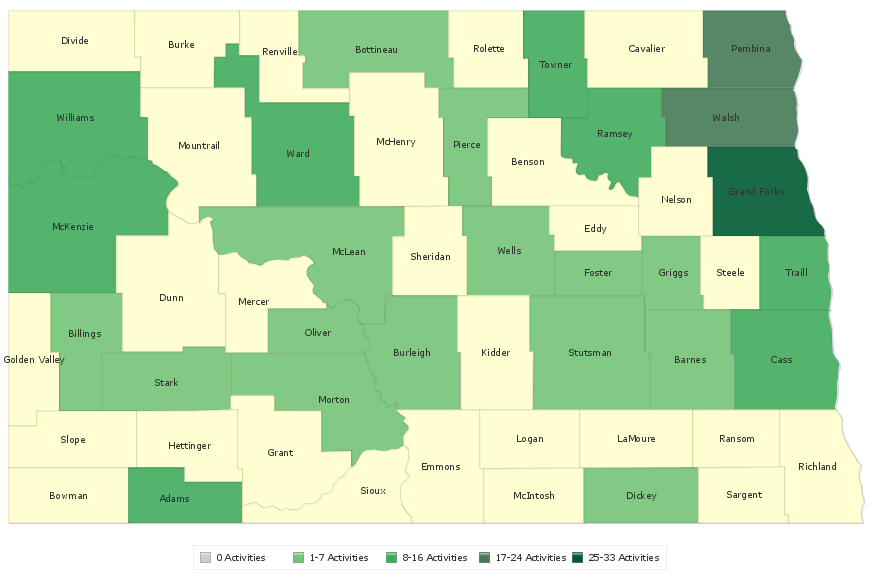 North Dakota state map by county
